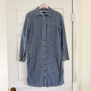 Lands’ End Chambray Denim Button-Up Shirt Dress Size 4